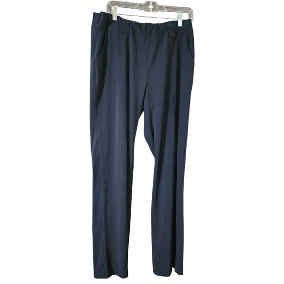 Athleta Navy Blue Womens Straight-Leg Pants Size 12 Lightweight Stretch Fabric - Picture 1 of 7